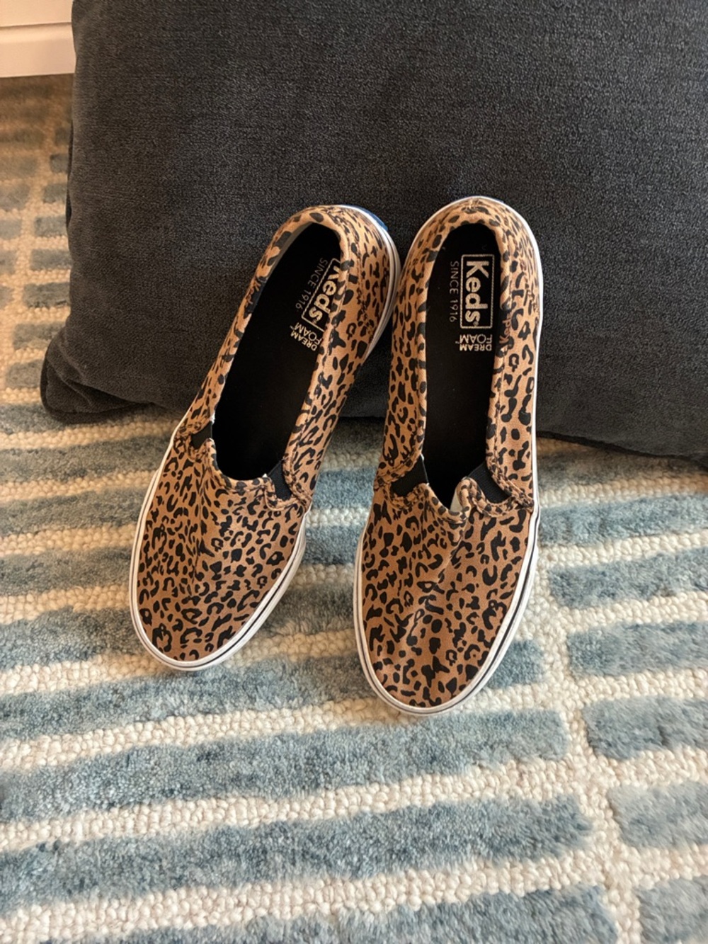 Women’s Leopard-Print Slip-On Sneakers - Tan & Black
